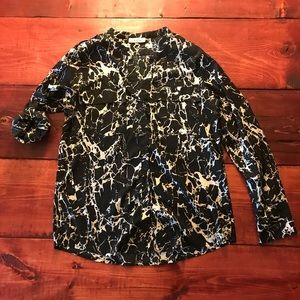 Calvin Klein Black & White Marbled Button Down